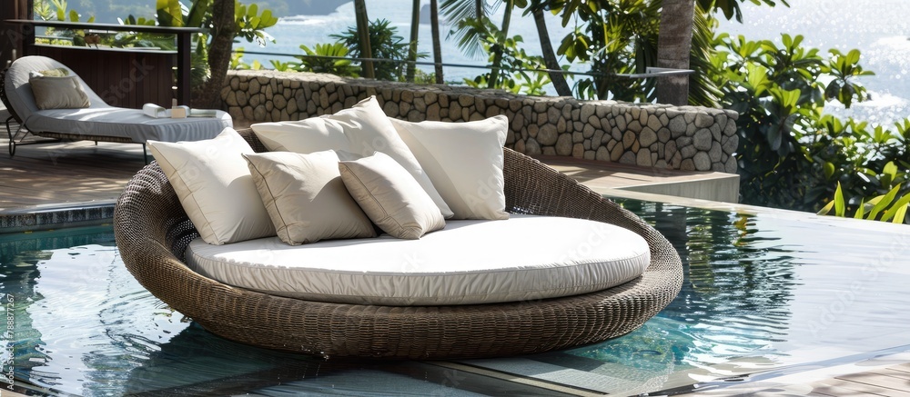 Obraz premium Poolside bed for relaxation