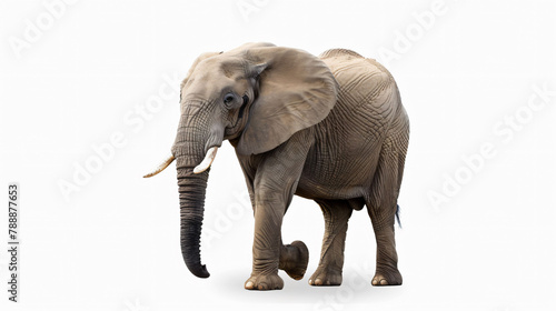 Isolated elephant on a white background, showcasing the majestic wildlife in a minimalist setting.  © Andrey