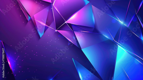Abstract blue and purple gradient background with glowing geometric lines. Modern shiny triangle lines. Futuristic concept 