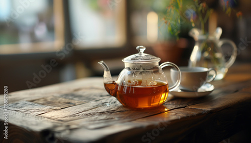 Tea in a glass teapot