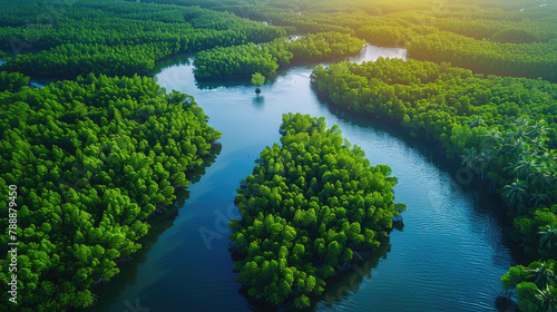 Aerial top view of mangrove forest
 photo