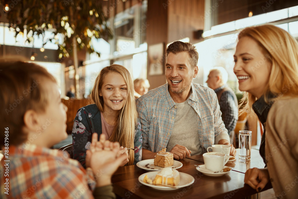 Family enjoying time together at a cafe Family enjoying time together at a cafe