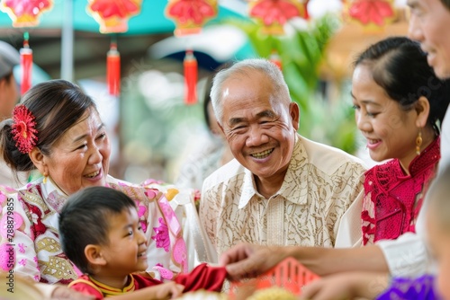 Celebrating Filipino Heritage: Multigenerational Family in Traditional Attire Enjoying Cultural Stories