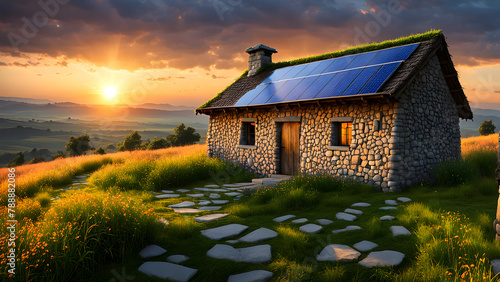 A separate small house on the grassland, a vacation home, wilderness life