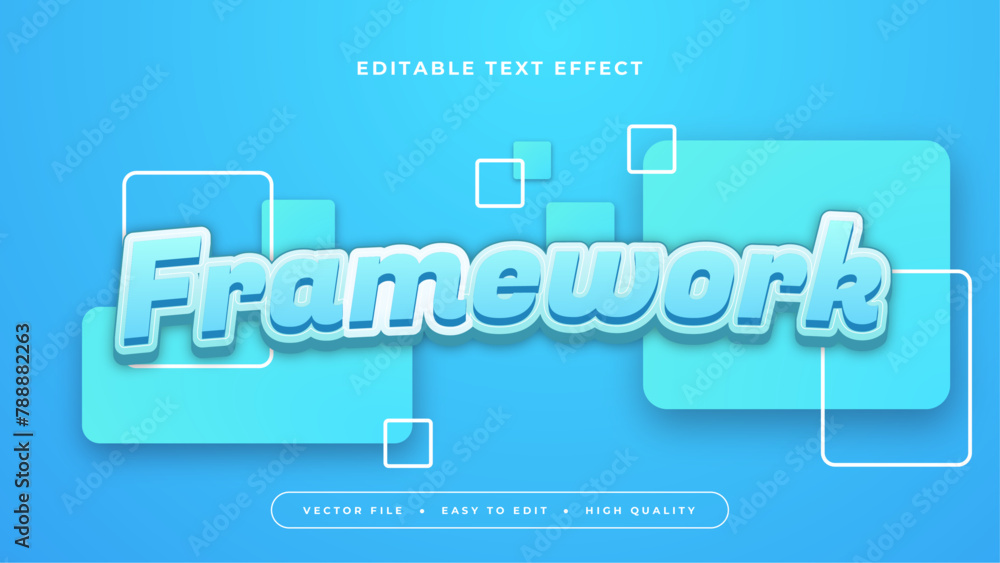 White and blue framework 3d editable text effect - font style