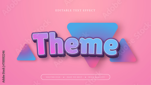 Blue pink and white theme 3d editable text effect - font style