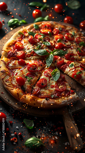 Beautiful presentation of Pizza, hyperrealistic food photography