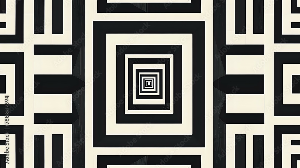 Minimalist Striped Rug with Geometric Repeat Pattern Minimalist Striped Rug with Geometric Repeat Pattern