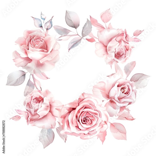 pink rose floral wreath for cards postcards