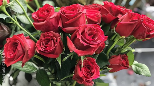 Stunning bunch of vibrant red roses