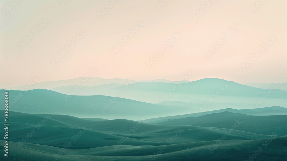 Expansive pastel dawn over gentle rolling hills in a surreal fantasy landscape panoramic view Expansive pastel dawn over gentle rolling hills in a surreal fantasy landscape panoramic view
