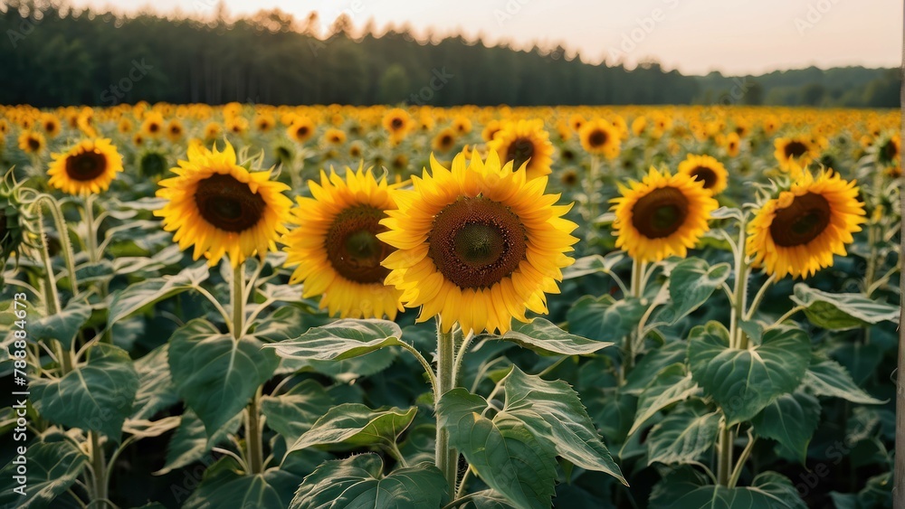 Field of bright sunflowers on a sunny day Field of bright sunflowers on a sunny day