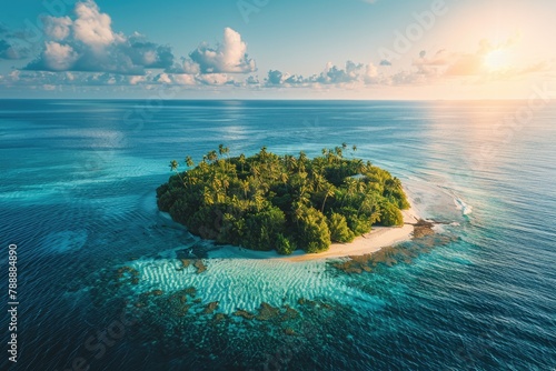 Top view of a lonely island with lots of tropical © kvladimirv