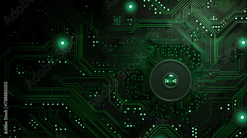 Digital technology green abstract geometric circuit graphic poster web page PPT background