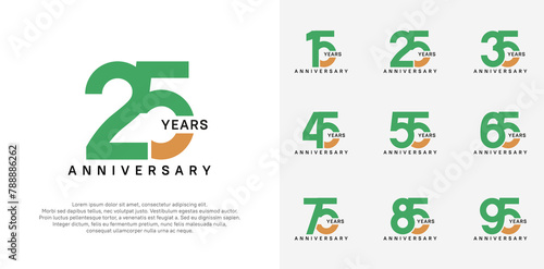 anniversary logotype vector set with green and brown color for special celebration day