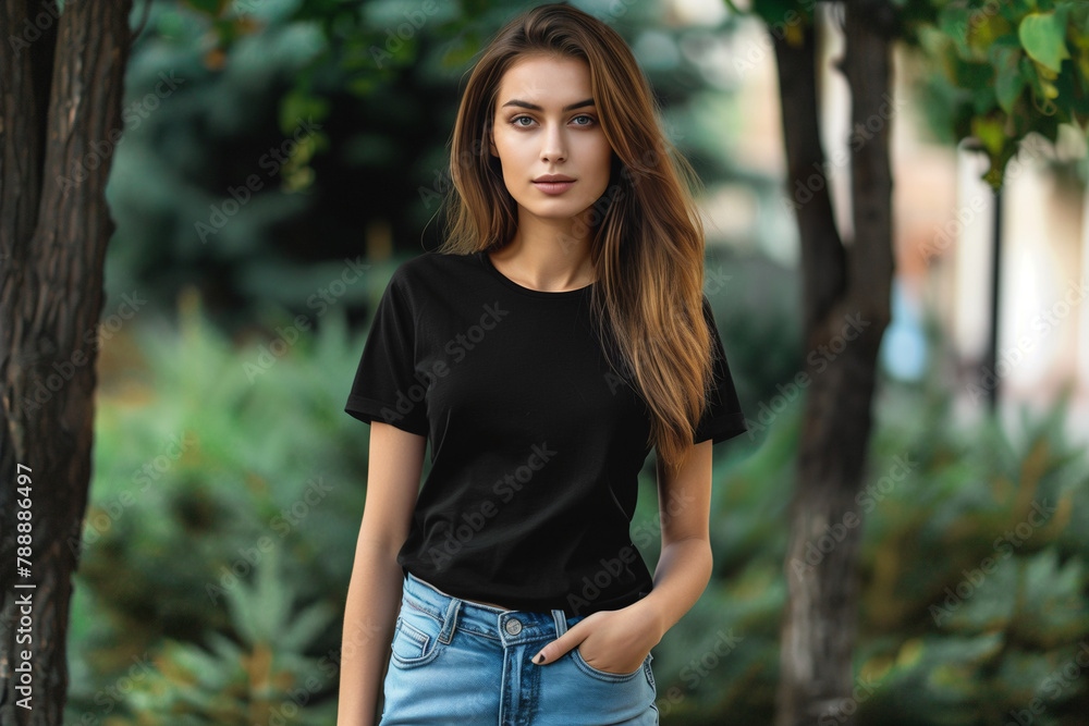 Black T-shirt mockup. Blank Mock up for t-shirt design Black T-shirt mockup. Blank Mock up for t-shirt design