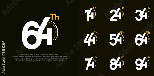 anniversary logotype vector set, white and yellow color can be use for special day celebration