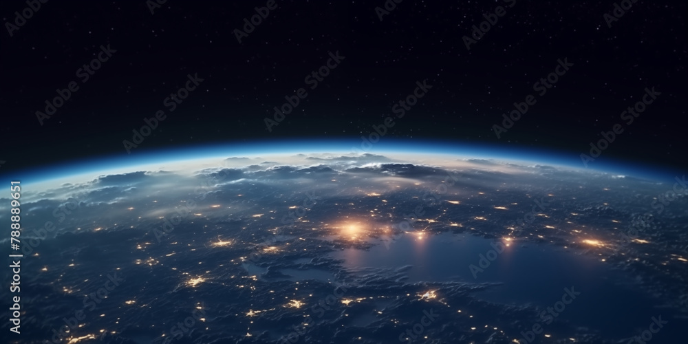 Obraz premium Glowing City Lights: Earth from Space