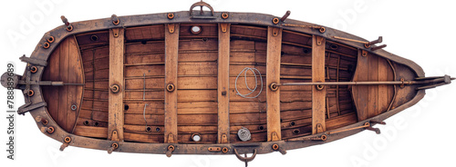 Illustration of a medieval large ship, top view. photo
