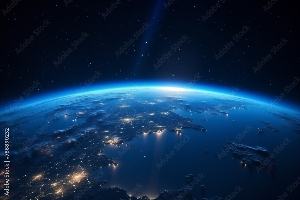 Obraz premium Glowing City Lights: Earth from Space