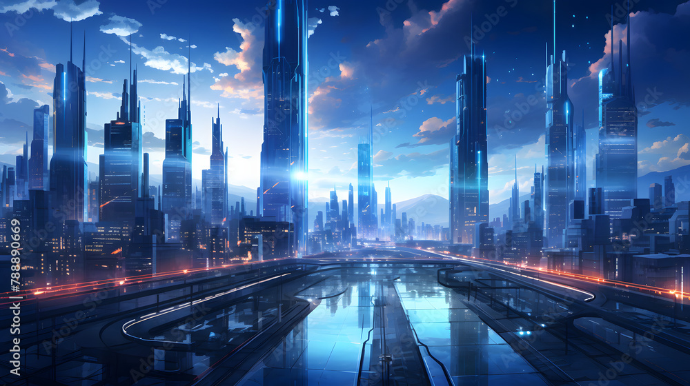 Data Towers cityscape illustration Data Towers cityscape illustration