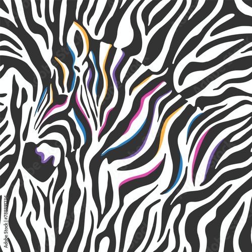 Multicolored zebra head abstract pattern. Modern Seamless print for wallpaper  apparel  textile  wrapping paper  etc. Vector illustration.
