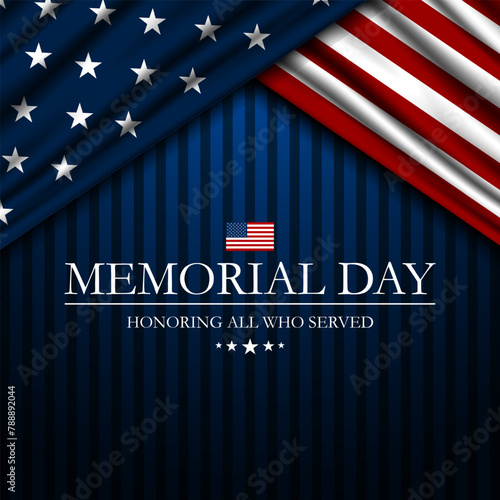 Memorial day background design with honoring all who served text