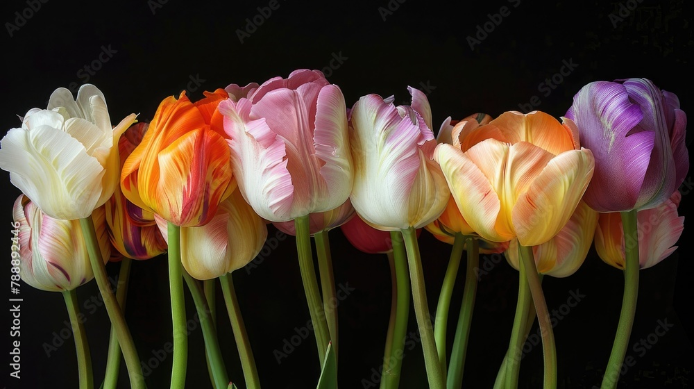 Fototapeta premium Tulip is a flower that boasts vibrant colors and delicate petals