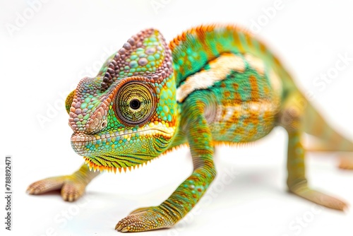 ute funny chameleon on white Close up