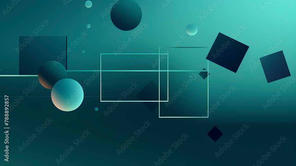 Naklejka premium Digital blue-green geometric layered abstract graphic poster web page PPT background