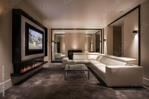 luxurious living room modern interior design panoramic sleek finishes © Dackshina