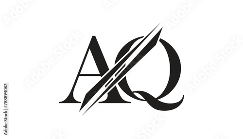 aq letter logo design template elements. aq vector letter logo design.