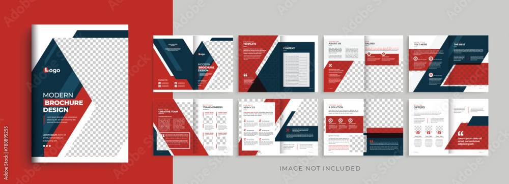 Editable company profile business brochure template design, red color shape modern brochure layout Editable company profile business brochure template design, red color shape modern brochure layout