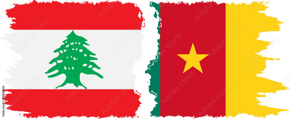 Cameroon and Lebanon grunge flags connection vector Cameroon and Lebanon grunge flags connection vector