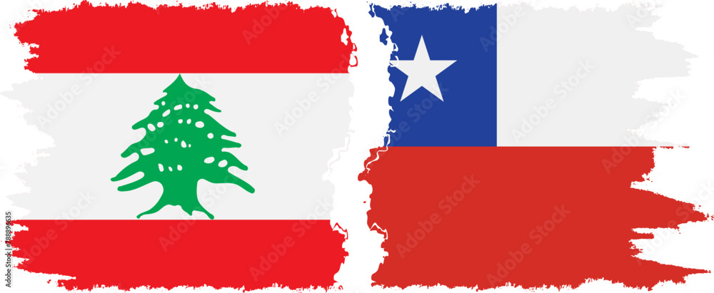 Fototapeta premium Chile and Lebanon grunge flags connection vector