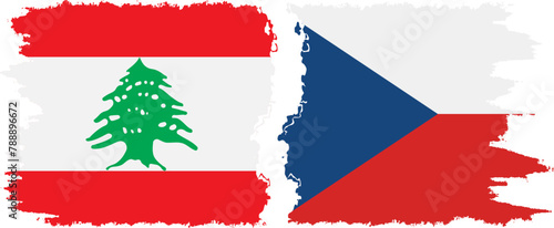 Czech and Lebanon grunge flags connection vector