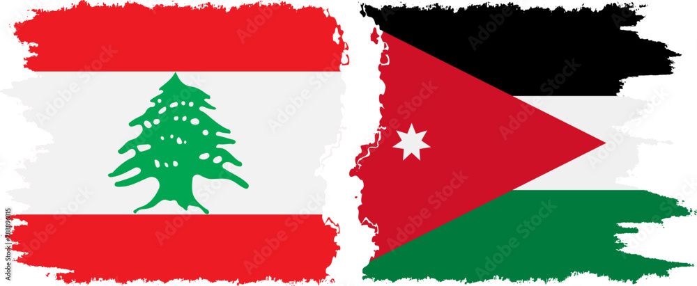 Jordan and Lebanon grunge flags connection vector Jordan and Lebanon grunge flags connection vector