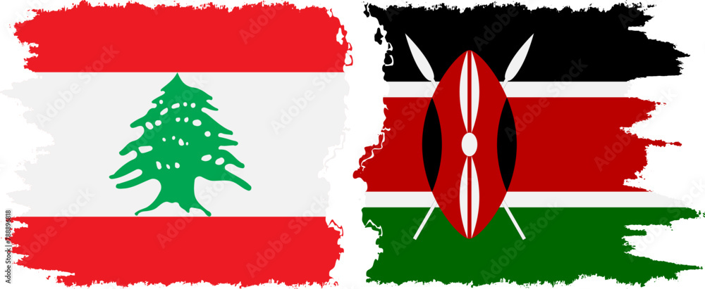 Kenya and Lebanon grunge flags connection vector Kenya and Lebanon grunge flags connection vector