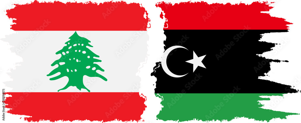 Libya and Lebanon grunge flags connection vector Libya and Lebanon grunge flags connection vector