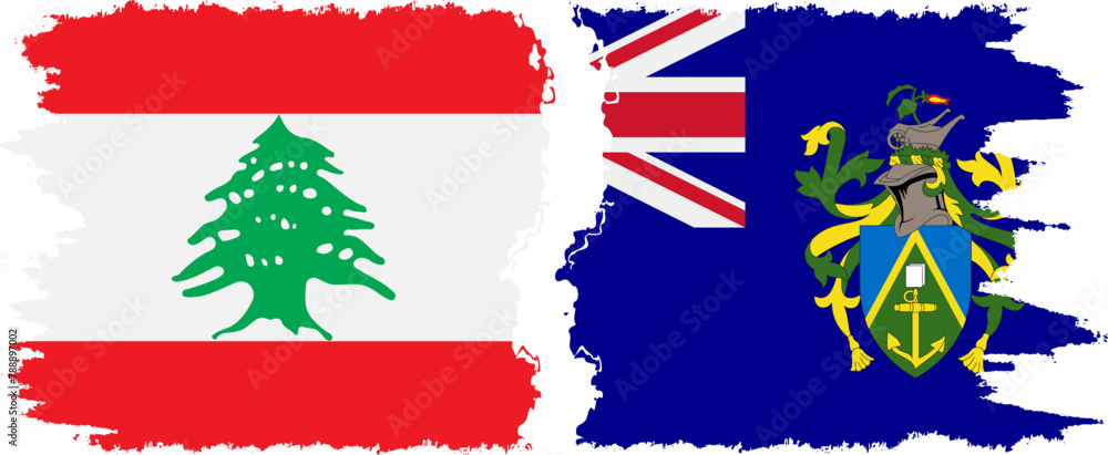 Pitcairn Islands and Lebanon grunge flags connection vector Pitcairn Islands and Lebanon grunge flags connection vector
