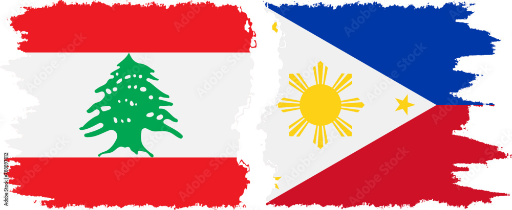 Philippines and Lebanon grunge flags connection vector Philippines and Lebanon grunge flags connection vector