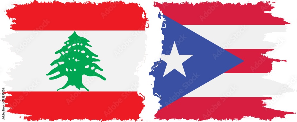 Puerto Rico and Lebanon grunge flags connection vector Puerto Rico and Lebanon grunge flags connection vector