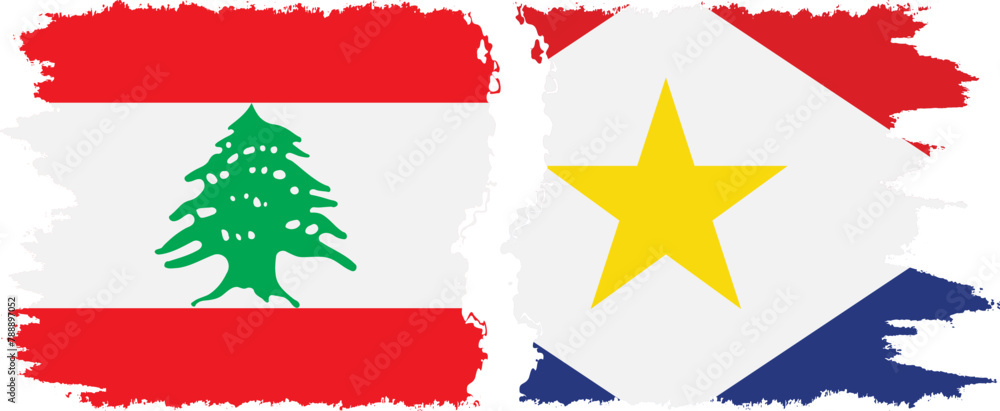 Saba and Lebanon grunge flags connection vector Saba and Lebanon grunge flags connection vector