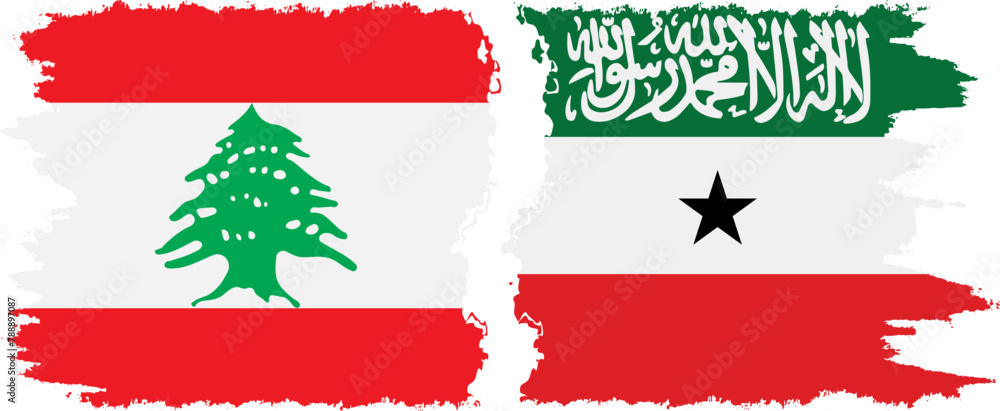 Somaliland and Lebanon grunge flags connection vector Somaliland and Lebanon grunge flags connection vector