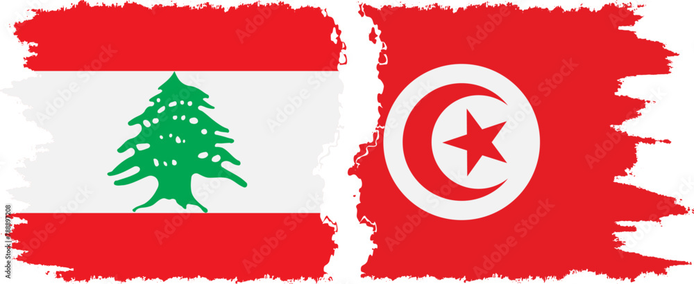Tunisia and Lebanon grunge flags connection vector Tunisia and Lebanon grunge flags connection vector