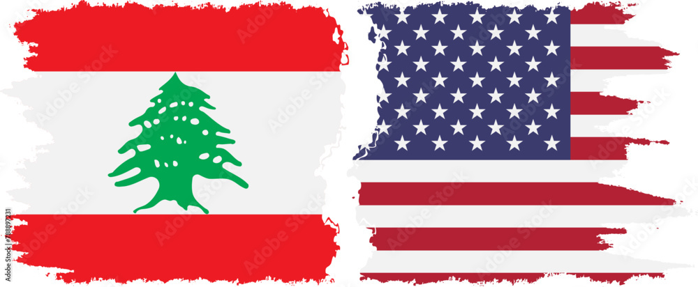 USA and Lebanon grunge flags connection vector USA and Lebanon grunge flags connection vector
