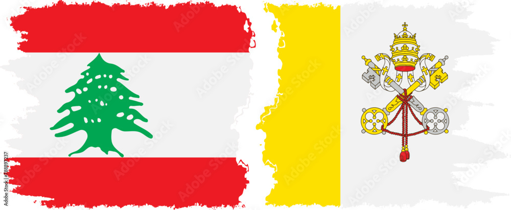 Vatican and Lebanon grunge flags connection vector Vatican and Lebanon grunge flags connection vector