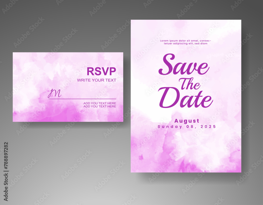 Wedding invitation with abstract watercolor background