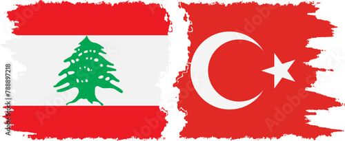 Turkey and Lebanon grunge flags connection vector