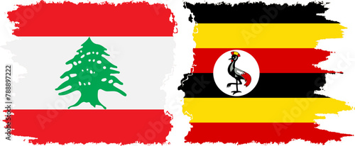 Free Download Uganda and Lebanon grunge flags connection vector - GFXLoad